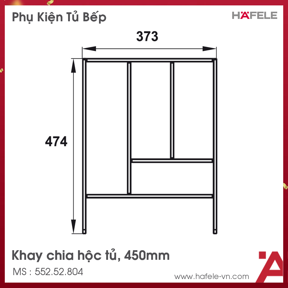 Khay Chia Ngăn Kéo Rộng 450mm Hafele 552.52.804