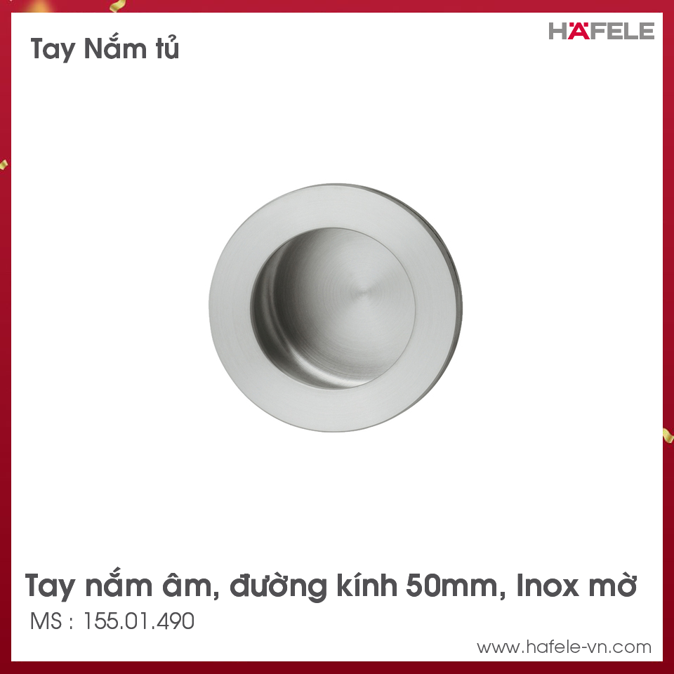 Tay Nắm Tủ Âm Ø50mm Hafele 155.01.490