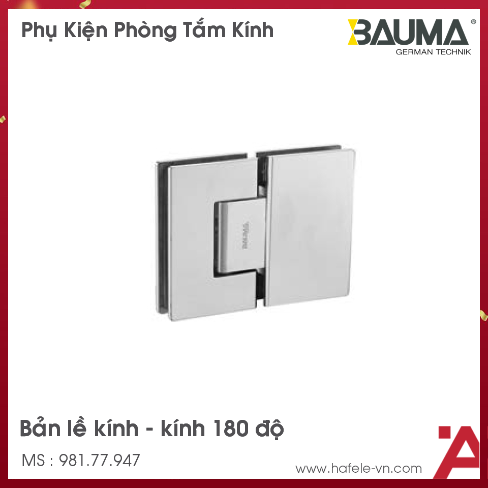 Bản Lề Phòng Tắm Kính 180º Bauma 981.77.947