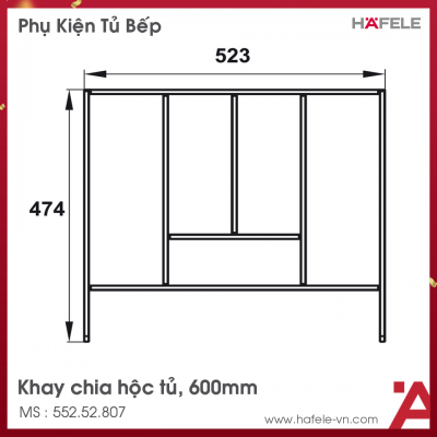 Khay Chia Ngăn Kéo Rộng 600mm Hafele 552.52.807
