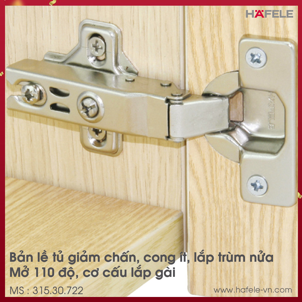 Bản Lề Trùm Nửa Metalla A 110º Giảm Chẩn Hafele 315.30.722