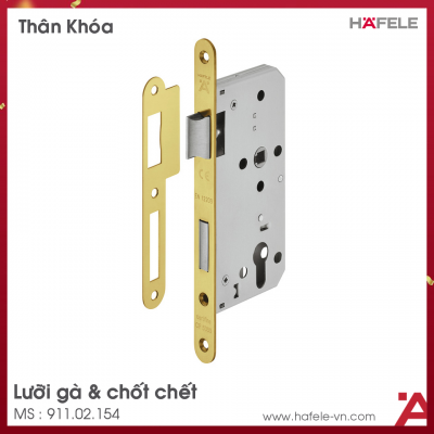 Thân Khóa Lưỡi Gà & Chốt Chết C/C 72mm Hafele 911.02.154