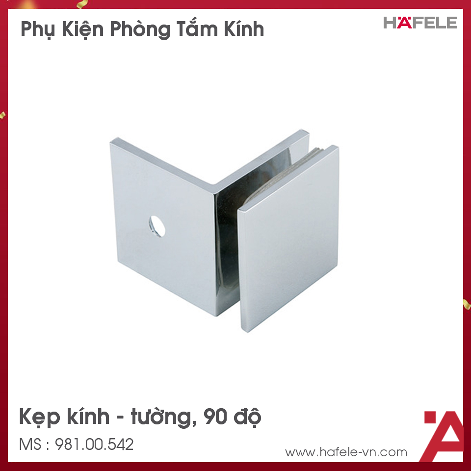 Kẹp Kính - Tường Nhà Tắm 90º Có Đế Hafele 981.00.542