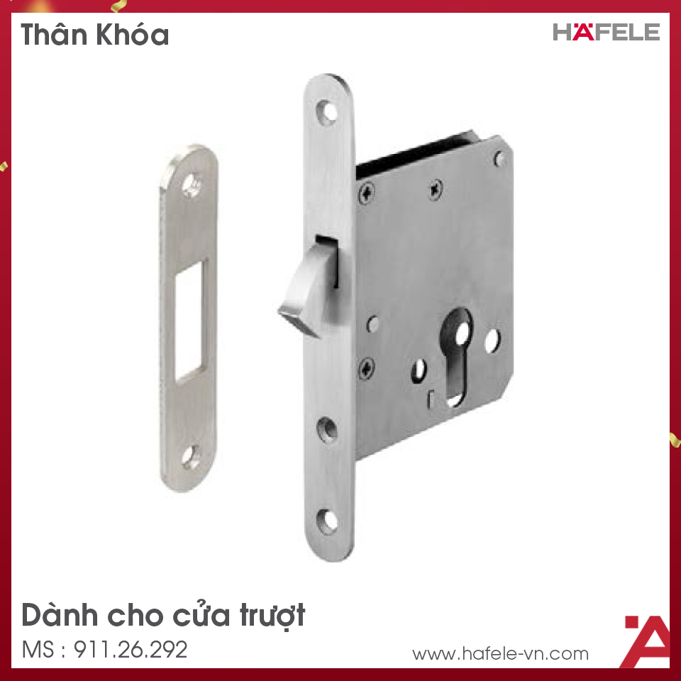 Thân Khóa Cho Cửa Trượt Hafele 911.26.292