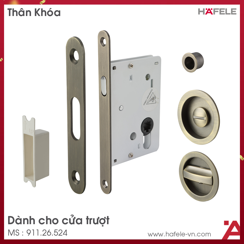 Bộ Thân Khóa Cho Cửa Trượt Hafele 911.26.524