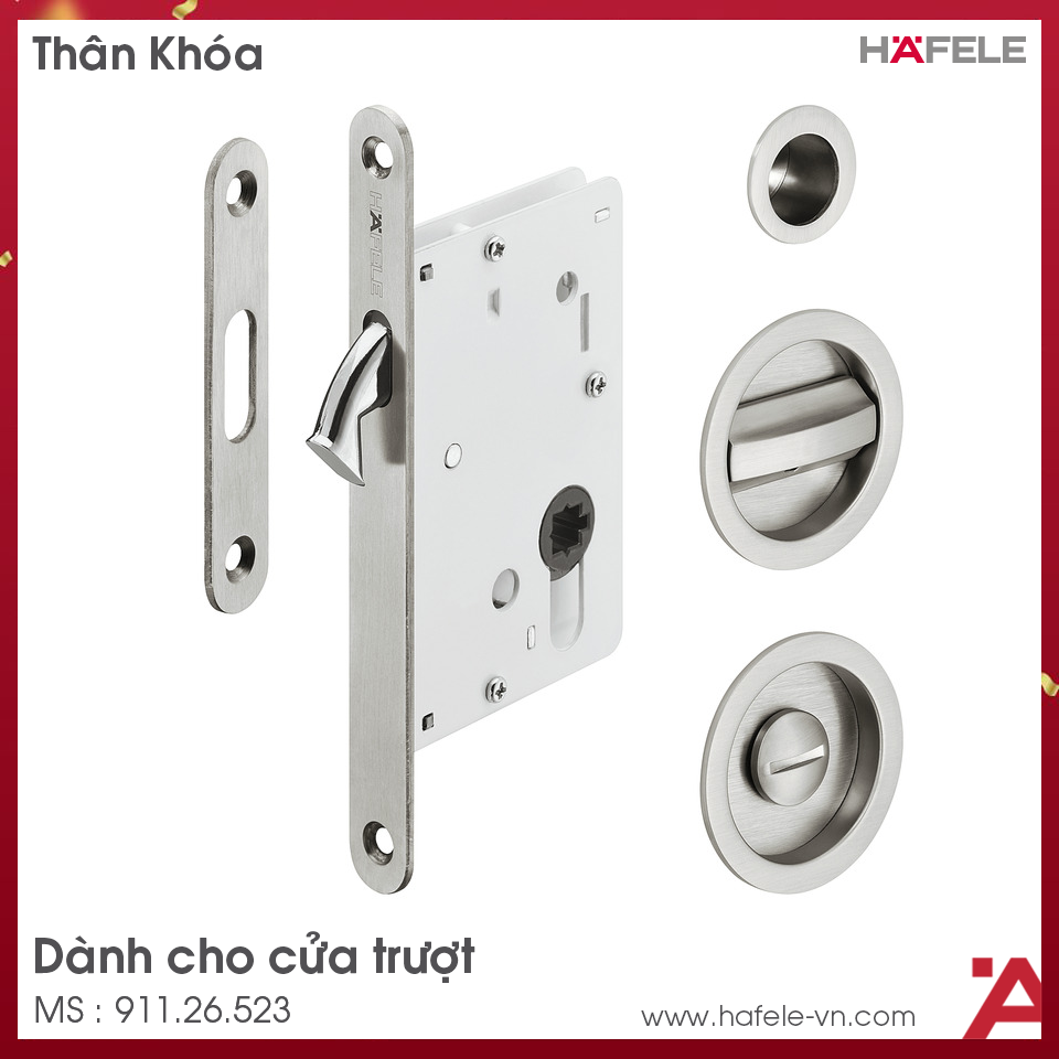 Bộ Thân Khóa Cho Cửa Trượt Hafele 911.26.523