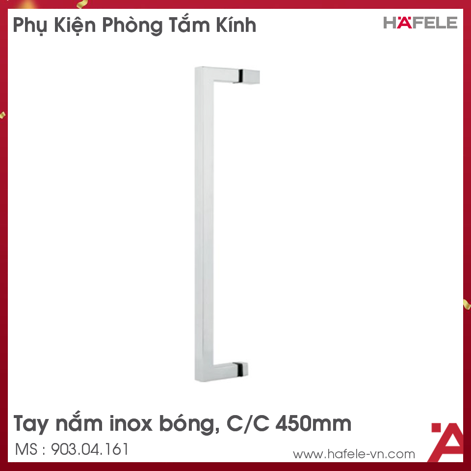 Tay Nắm Phòng Tắm Kính C/C 450mm Hafele 903.04.161