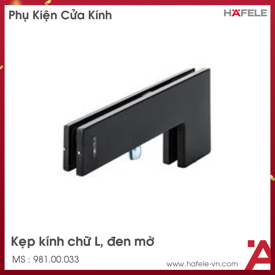 Kẹp Kính Chữ L Màu Đen Hafele 981.00.033