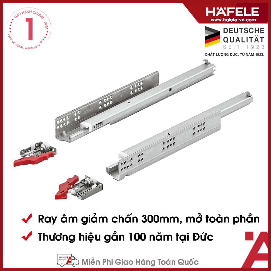 Ray Âm Giảm Chấn Mở Toàn Phần 300mm Hafele 433.03.102