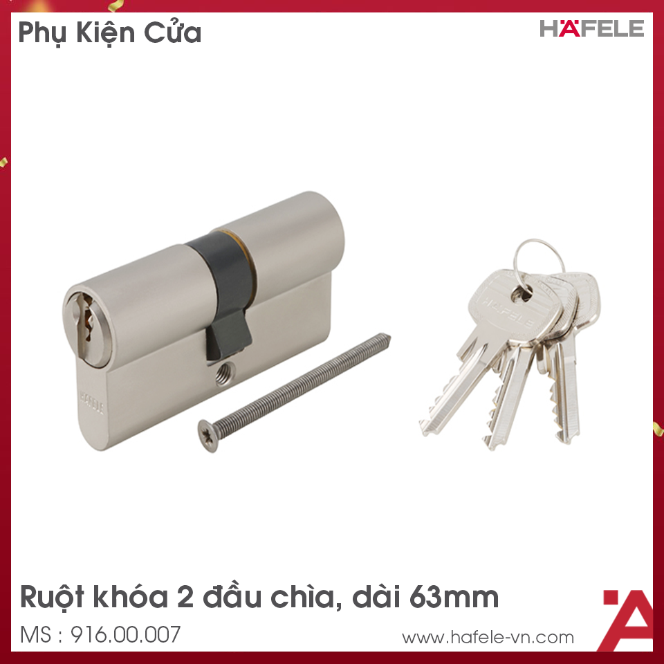 Ruột Khóa 2 Đầu Chìa 63mm Hafele 916.00.007