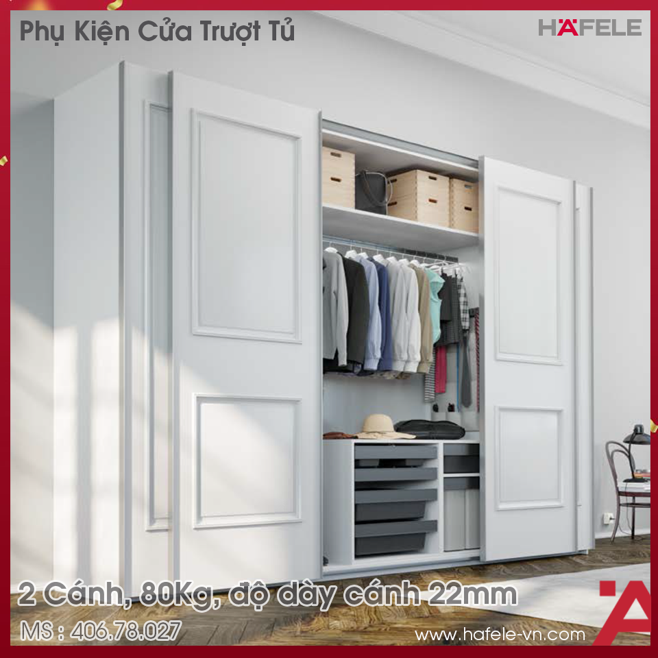 Phụ Kiện Cửa Trượt Tủ Slido Space Air 80VF Hafele 406.78.027