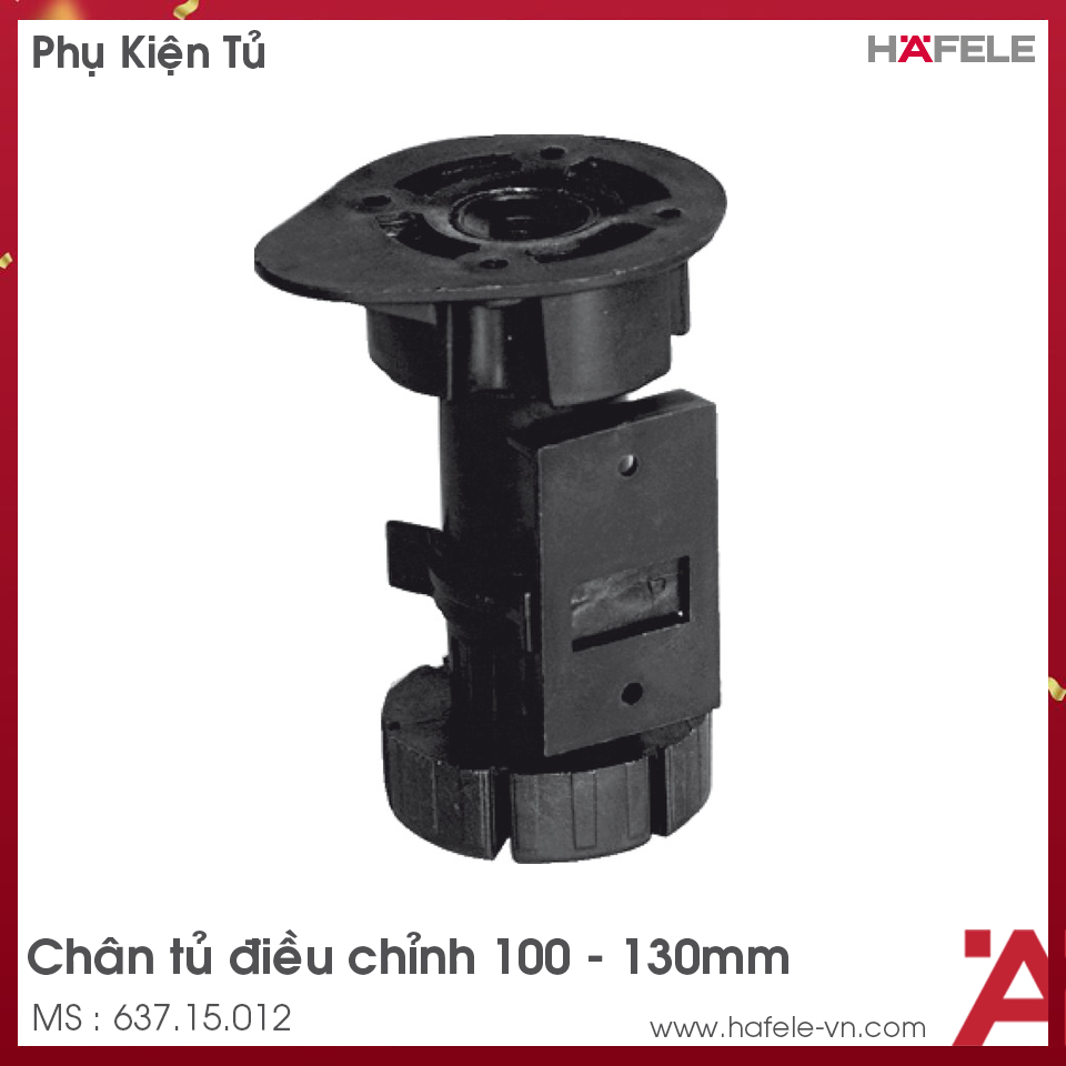 Chân Tủ Cho Ván Gỗ H100-130 Hafele 637.15.012