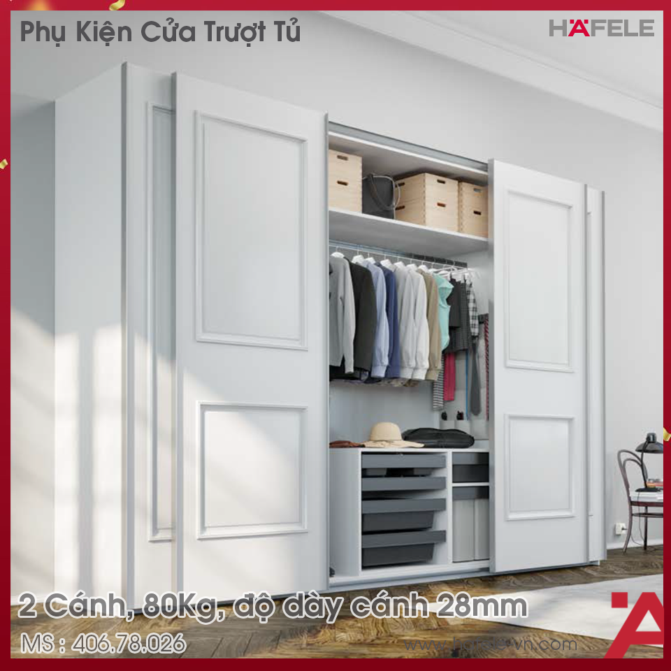 Phụ Kiện Cửa Trượt Tủ Slido Space Air 80VF Hafele 406.78.026