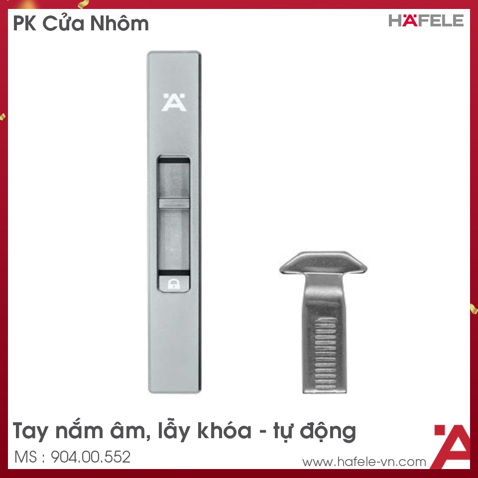 Tay Nắm Âm Cửa Nhôm HL252A Hafele 904.00.552