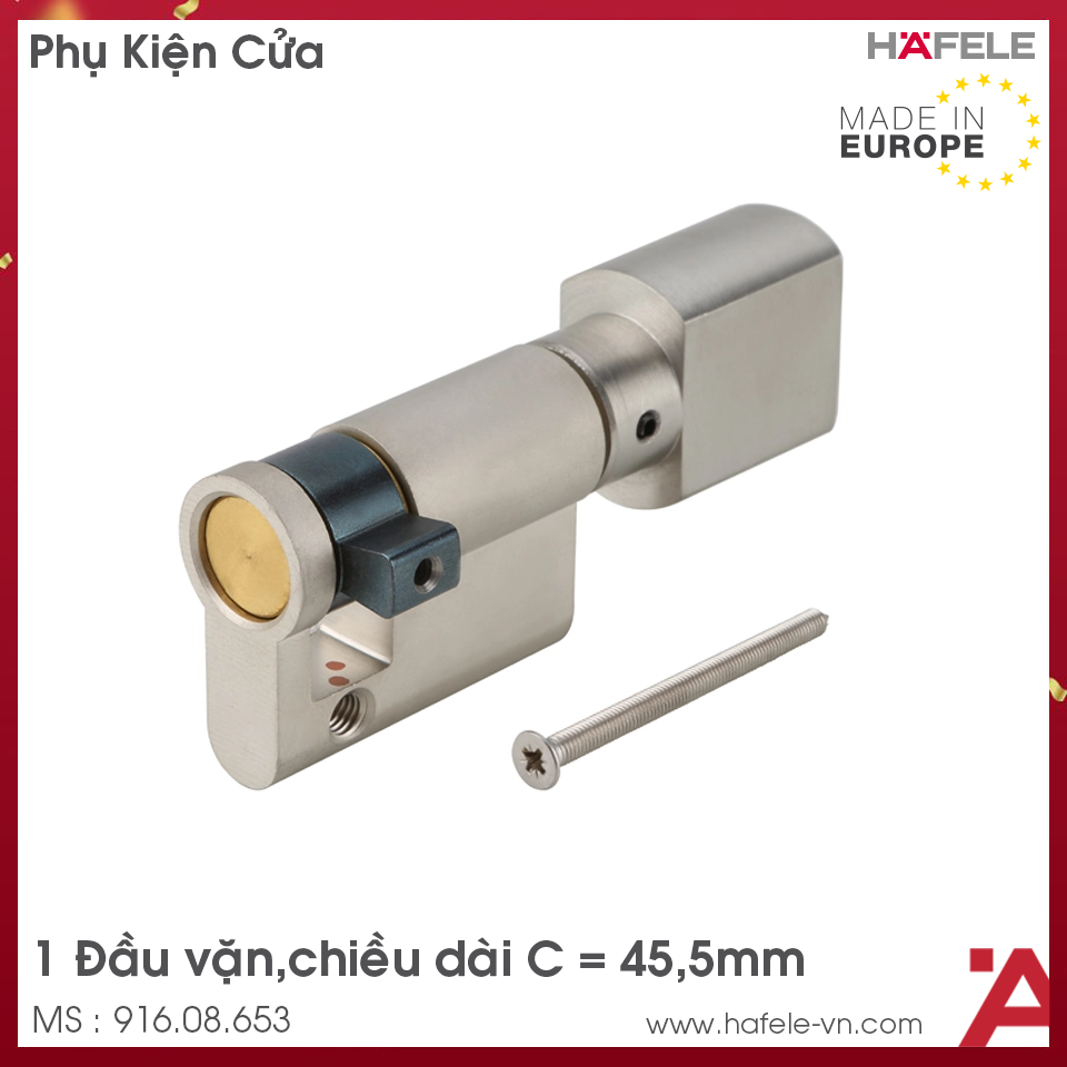 Ruột Khóa 1 Đầu Vặn 45.5mm Hafele 916.08.653