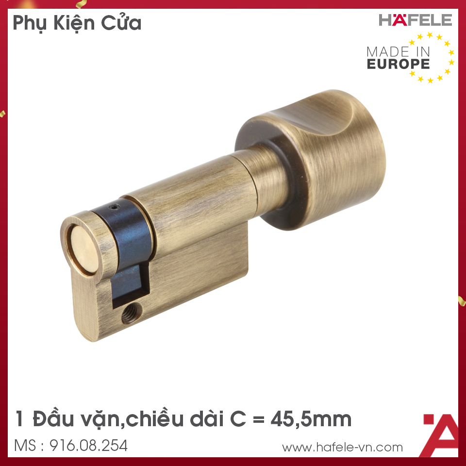 Ruột Khóa 1 Đầu Vặn 50.5mm Hafele 916.08.254