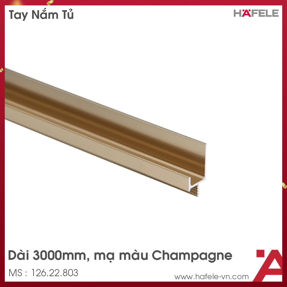 Tay Nắm Dạng Thanh Nhôm 3000mm Hafele 126.22.803