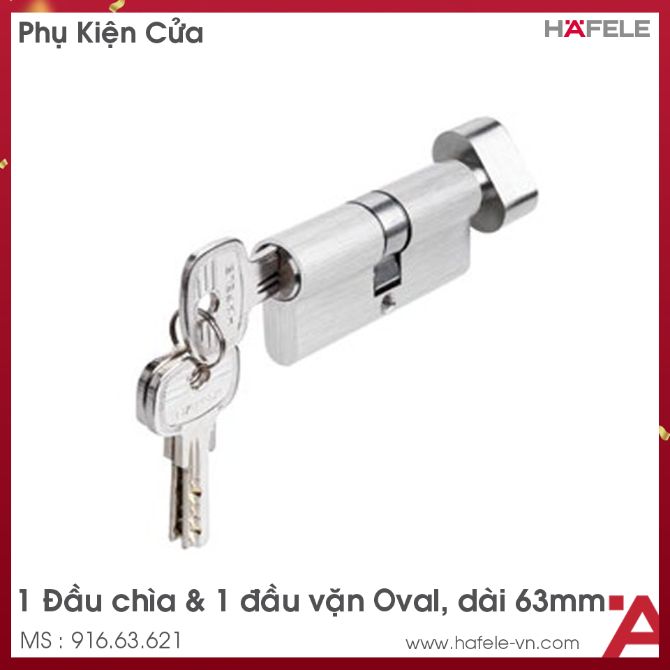 Ruột Khóa 1 Đầu Chìa 1 Đầu Vặn 66mm Hafele 916.63.621