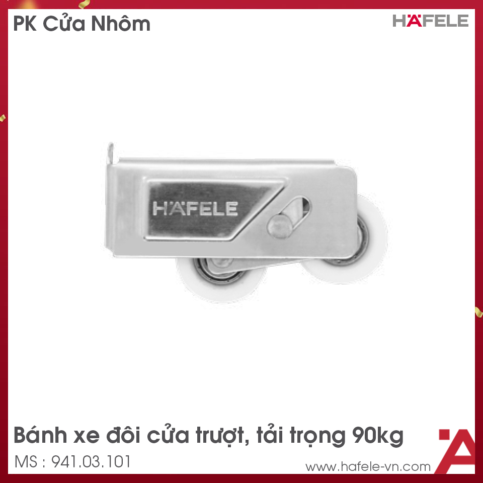 Bánh Xe Đôi Cửa Nhôm 90Kg Hafele 941.03.101