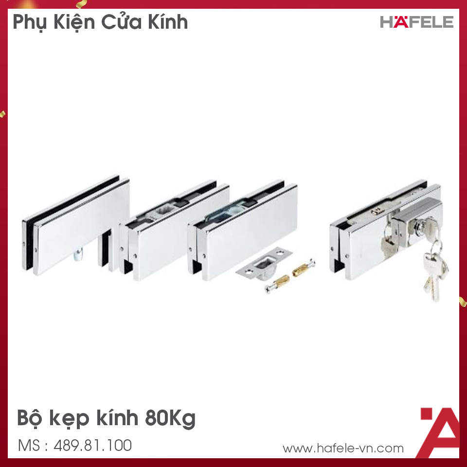 Bộ Kẹp Kính 80Kg Hafele 489.81.100