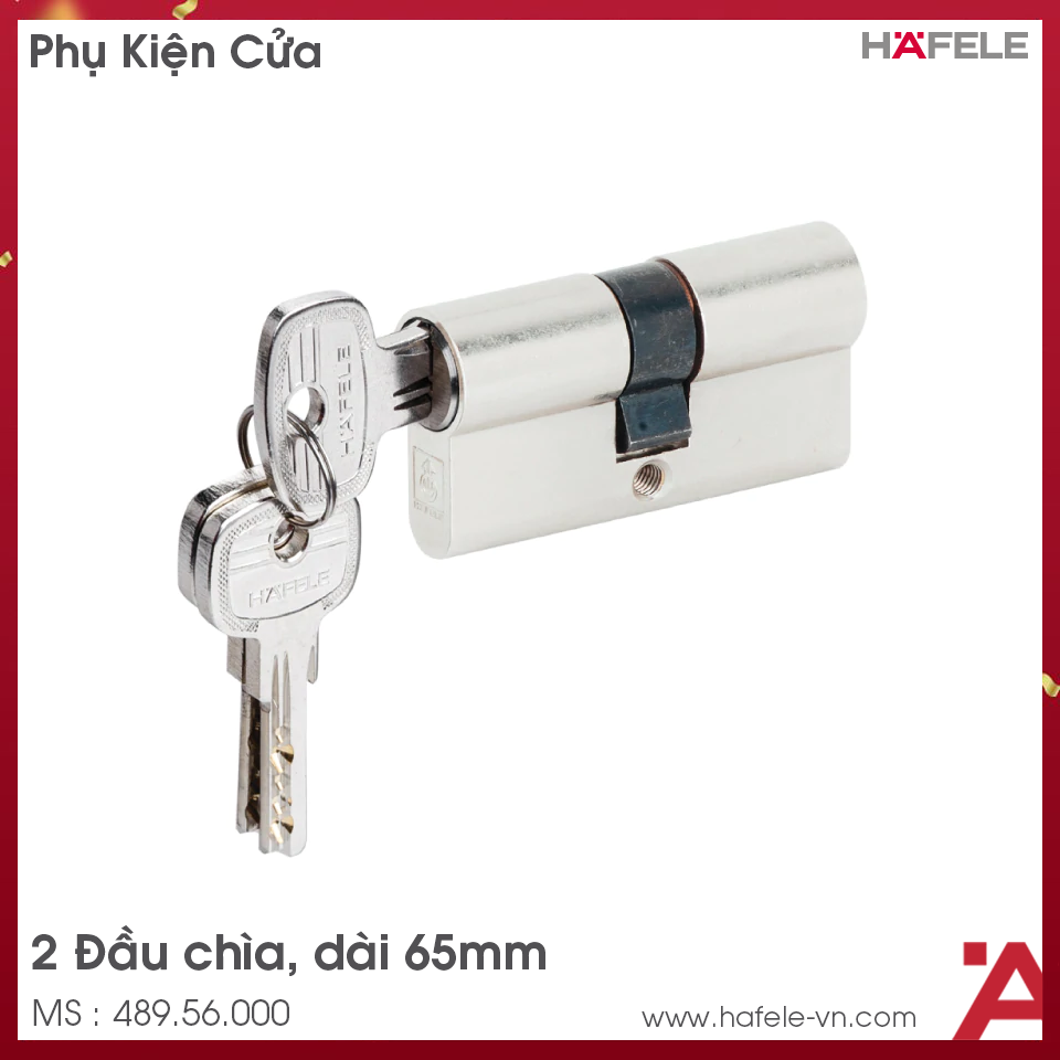 Ruột Khóa 2 Đầu Chìa 65mm Hafele 489.56.000