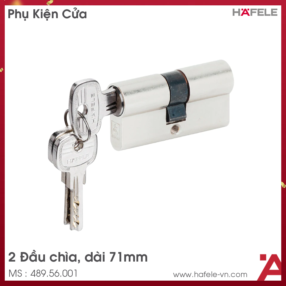 Ruột Khóa 2 Đầu Chìa 71mm Hafele 489.56.001
