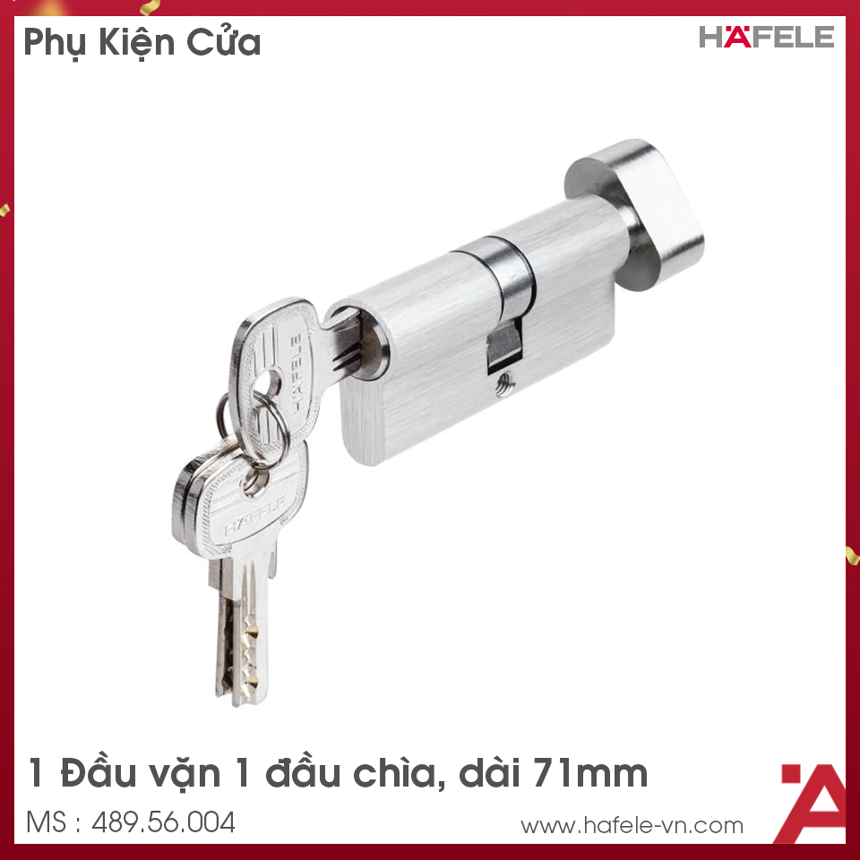 Ruột Khóa 1 Đầu Chìa 1 Đầu Vặn 71mm Hafele 489.56.004