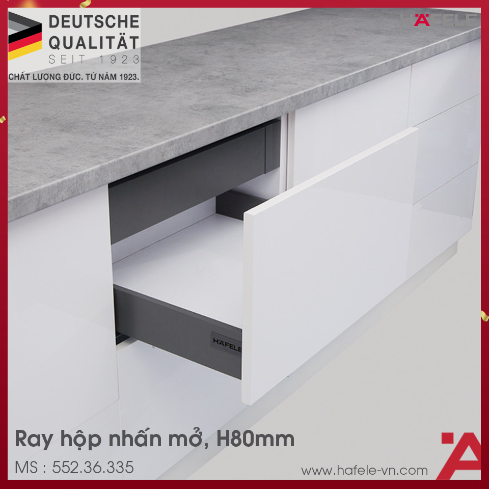 Ray Hộp Alto-S Nhấn Mở H80mm Hafele 552.36.335