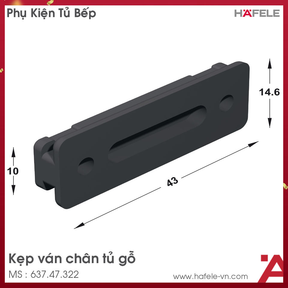 Kẹp Ván Cho Chân Đế Gỗ Hafele 637.47.322