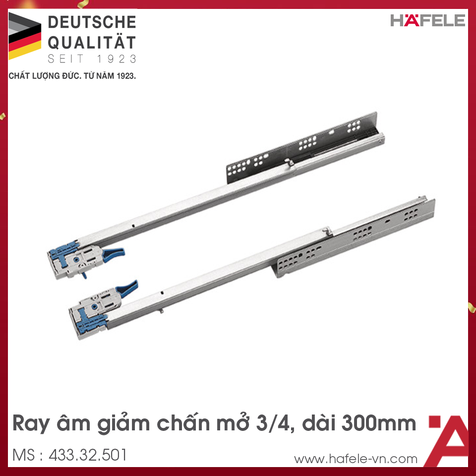 Ray Âm EPC EVO Mở 3/4  Giảm Chấn 300mm Hafele 433.32.501