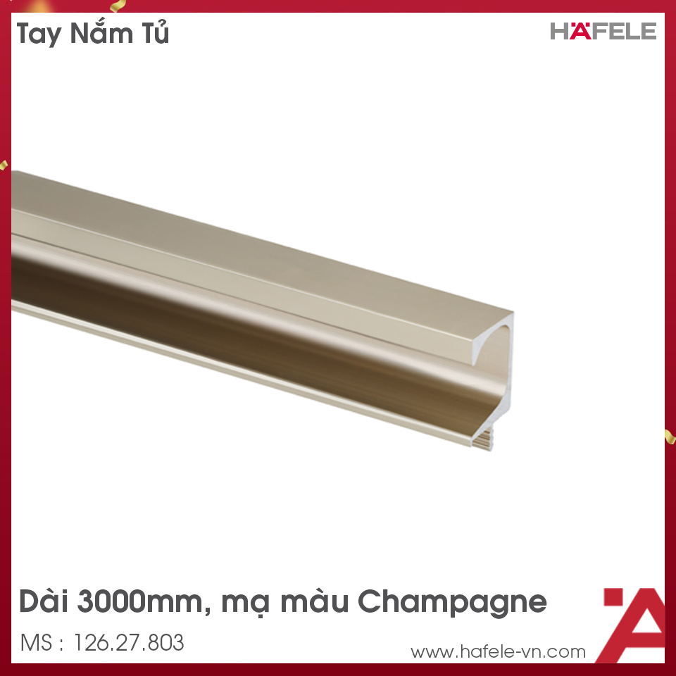 Tay Nắm Dạng Thanh Nhôm 3000mm Hafele 126.27.803