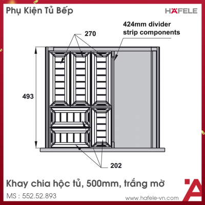 Khay Chia Ngăn Kéo 500mm Bằng Inox Hafele 552.52.893