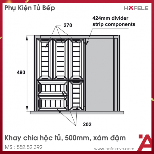 Khay Chia Ngăn Kéo 500mm Bằng Inox Hafele 552.52.392