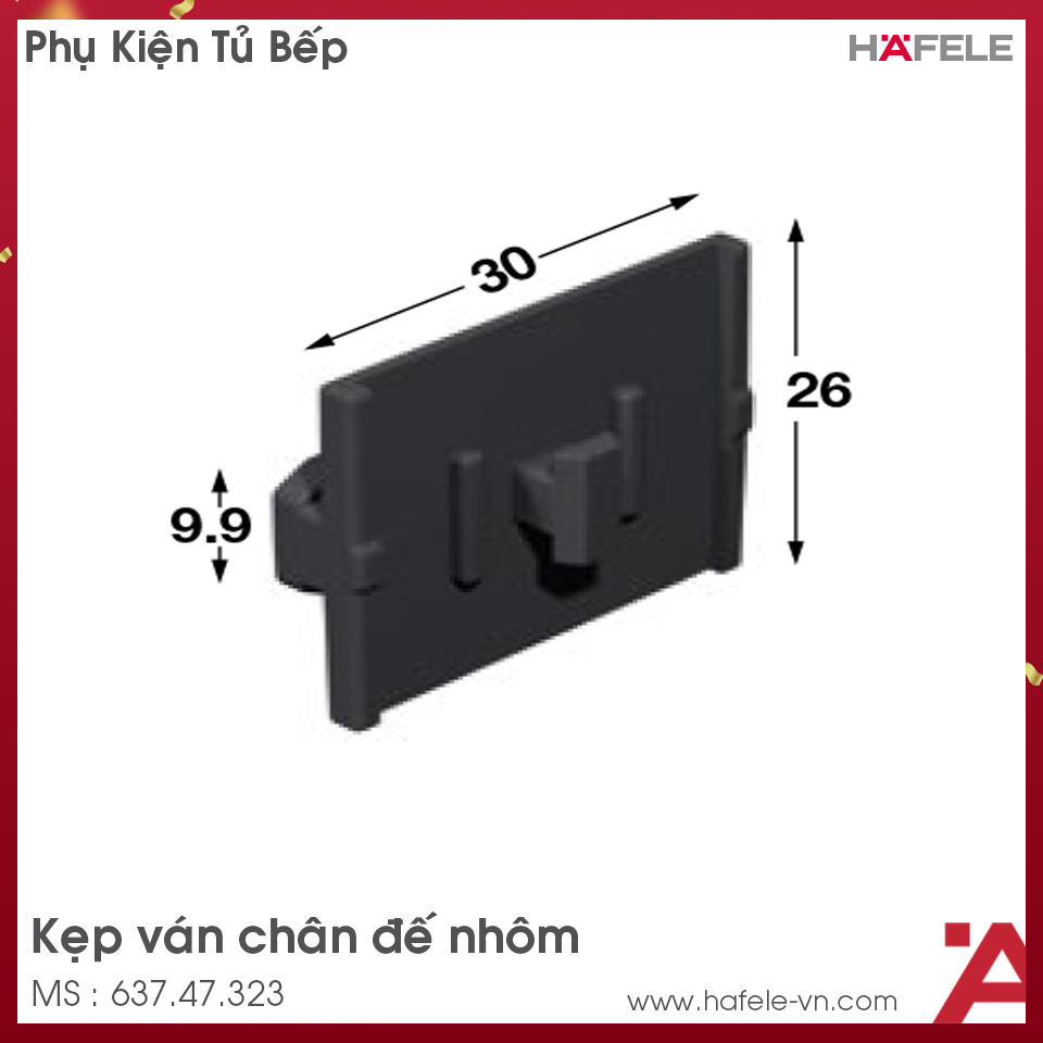 Kẹp Ván Cho Chân Đế Nhôm Hafele 637.47.323