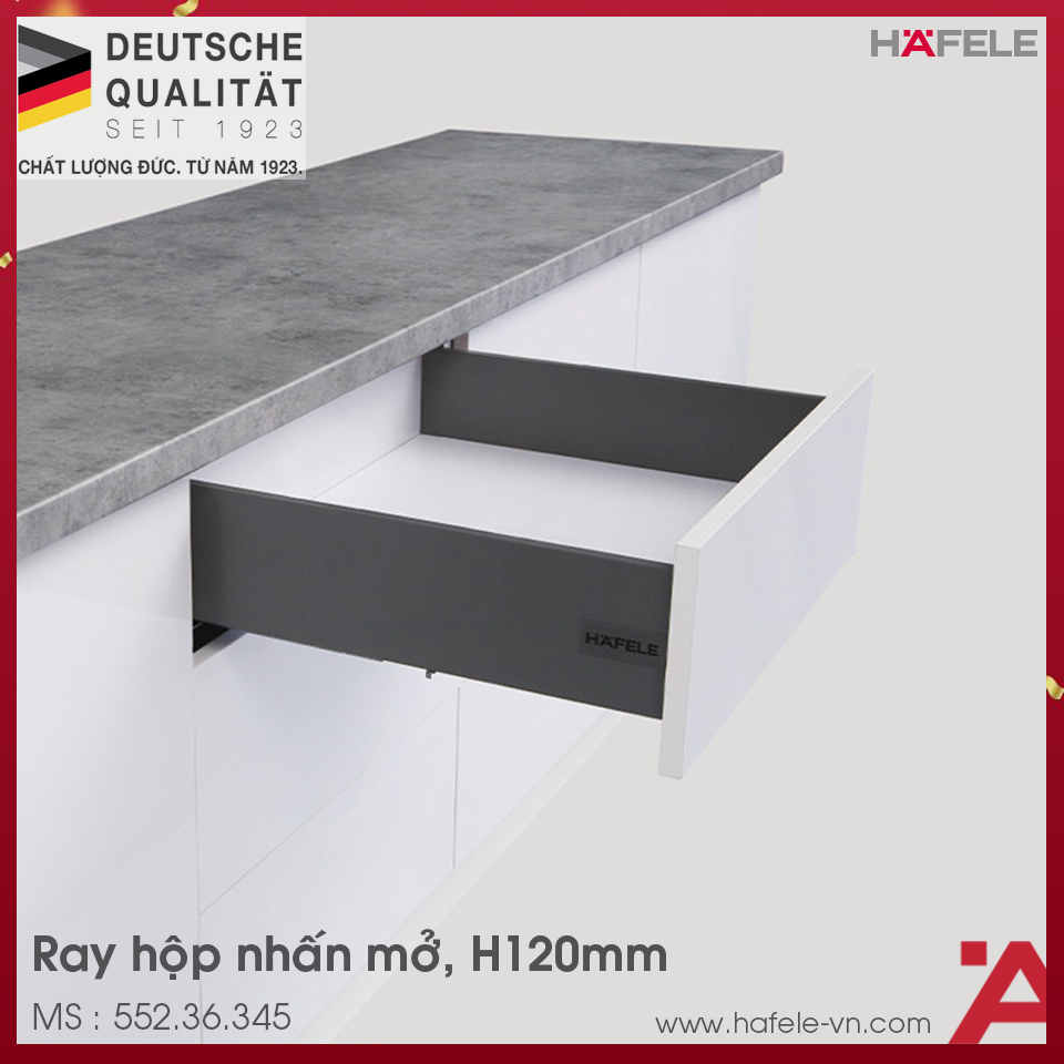 Ray Hộp Alto-S Nhấn Mở H120mm Hafele 552.36.345