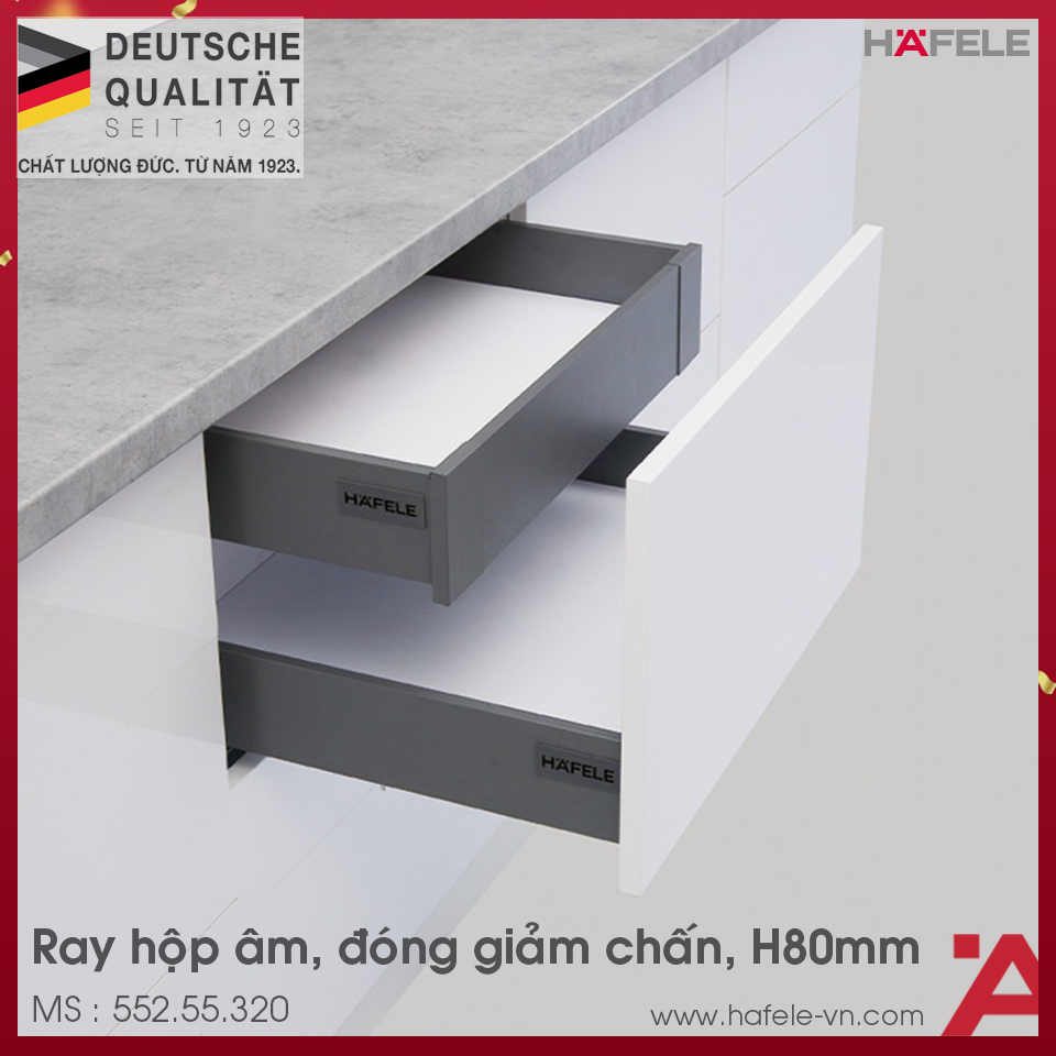 Ray Hộp Âm Alto-S Giảm Chấn H80mm Hafele 552.55.320