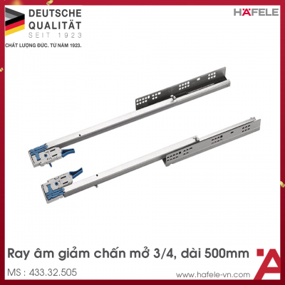 Ray Âm EPC EVO Mở 3/4 Giảm Chấn 500mm Hafele 433.32.505