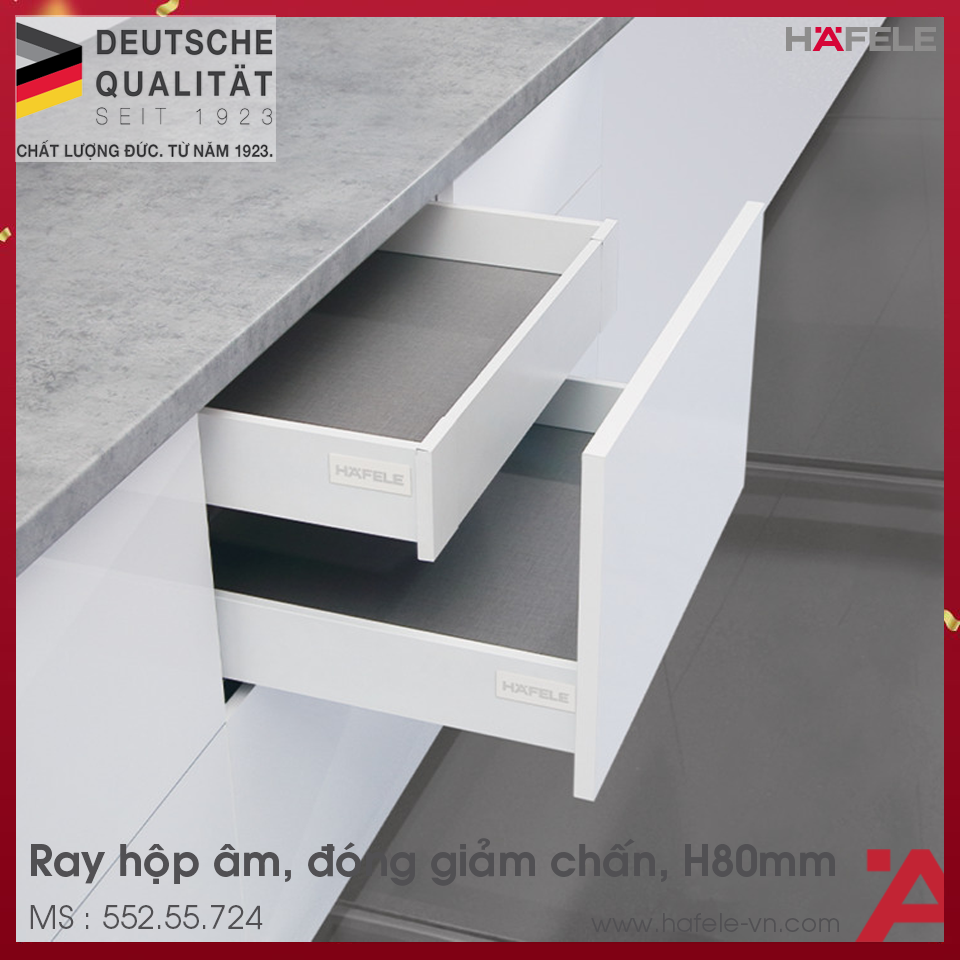 Ray Hộp Âm Alto-S Giảm Chấn H80mm Hafele 552.55.724