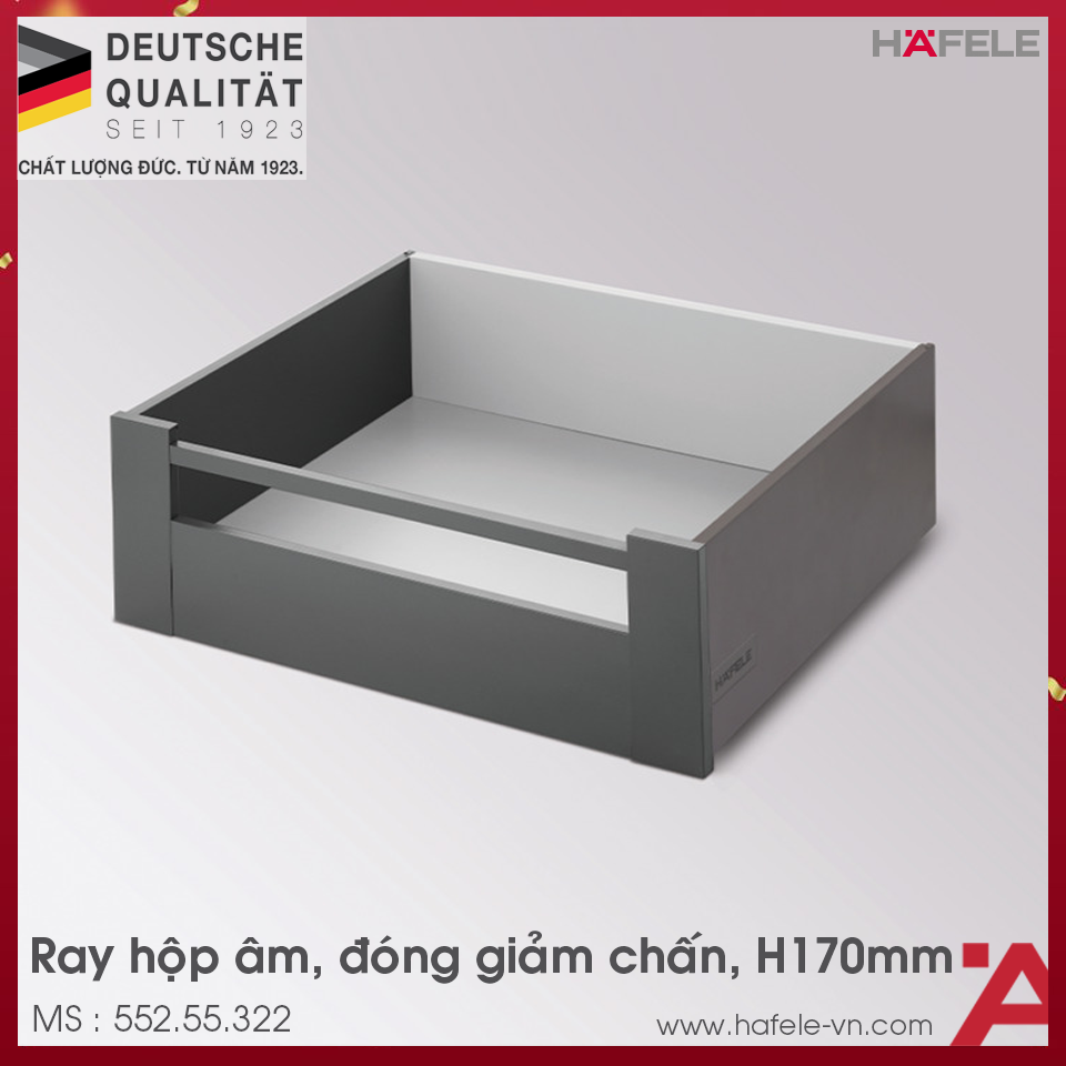 Ray Hộp Âm Alto-S Giảm Chấn H170mm Hafele 552.55.322