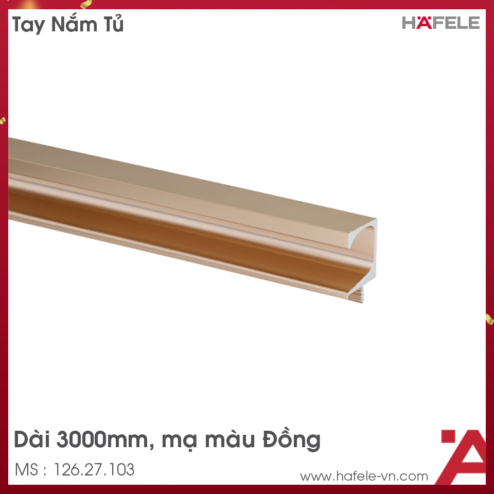 Tay Nắm Dạng Thanh Nhôm 3000mm Hafele 126.27.103