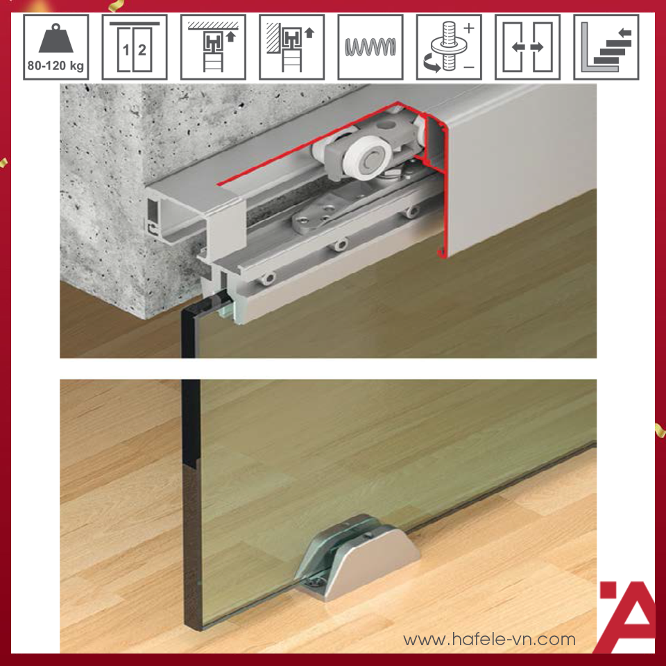 Phụ Kiện Cửa Trượt Kính Slido Classic 120L Hafele 941.25.014