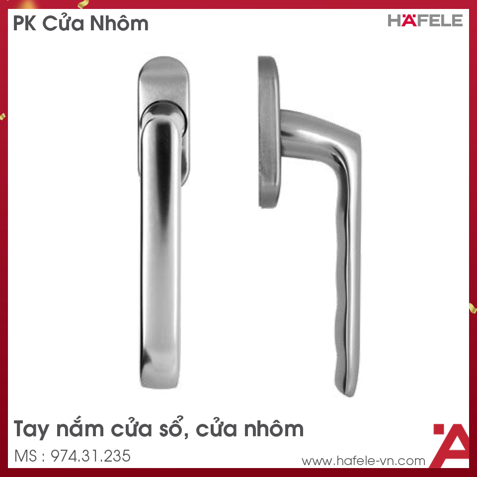 Tay Nắm Cửa Sổ Nhôm HL949EW Hafele 974.31.235