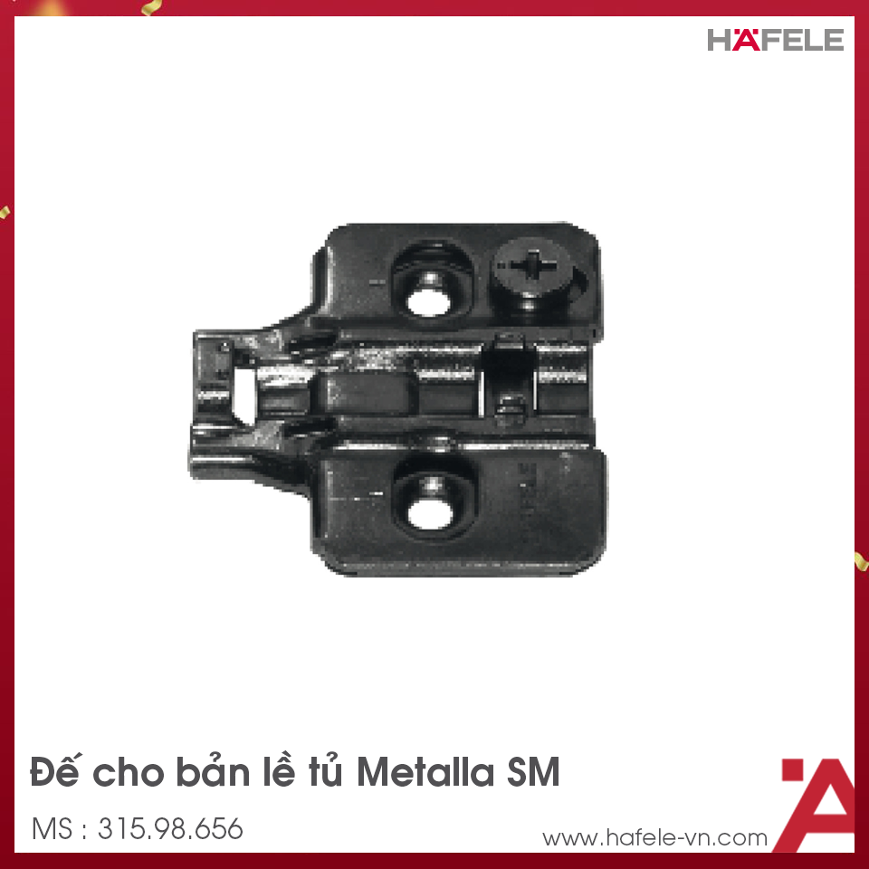 Đế Bản Lề Metalla SM Màu Đen Hafele 315.98.656