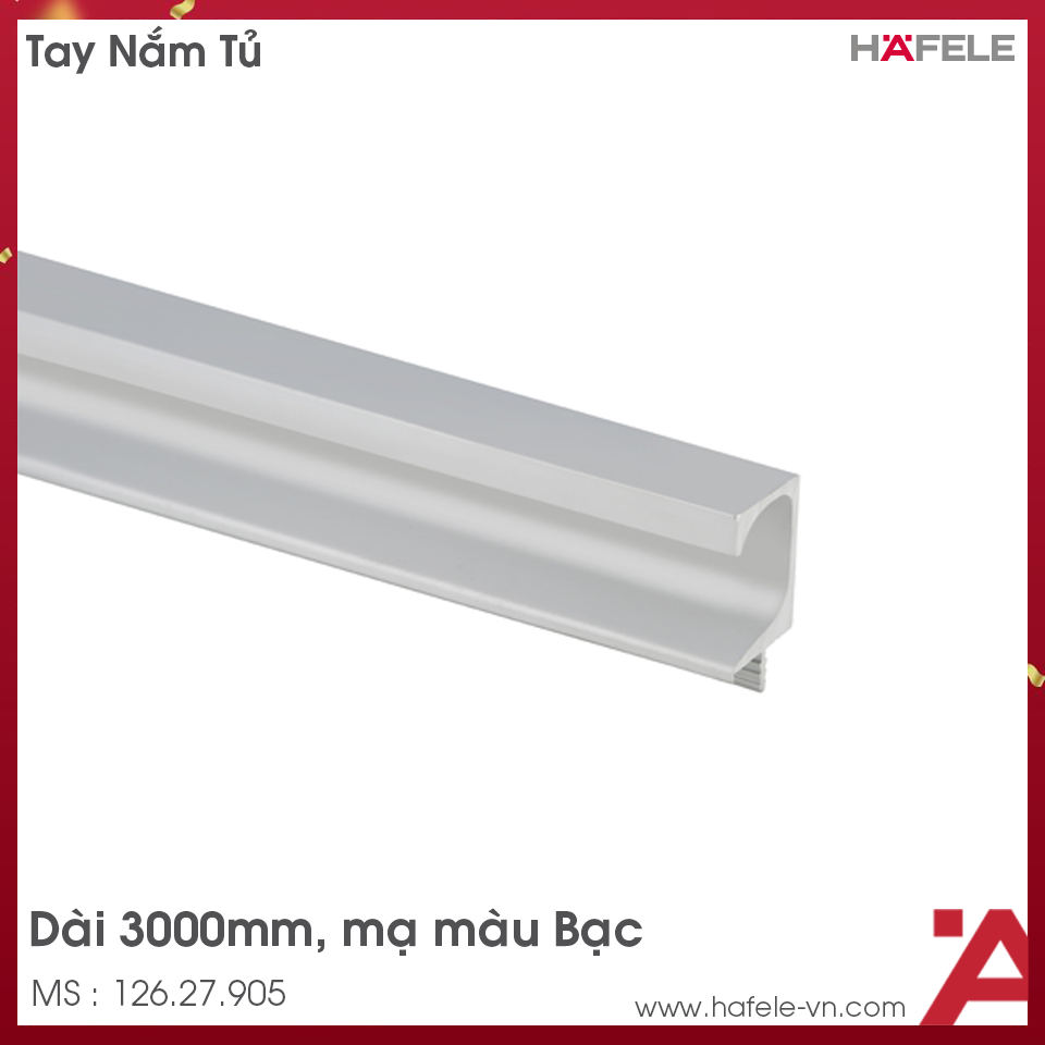 Tay Nắm Dạng Thanh Nhôm 3000mm Hafele 126.27.905