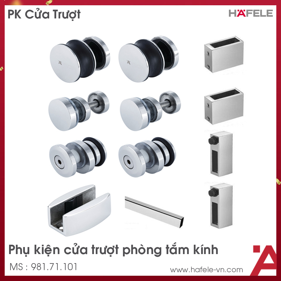 Phụ Kiện Cửa Trượt Phòng Tắm Kính Vuông Hafele 981.71.101