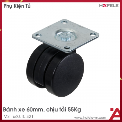 Bánh Xe Đôi 60mm Chịu Tải 55Kg Hafele 660.10.321