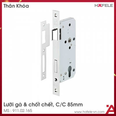 Thân Khóa Lưỡi Gà Chốt Chết C/C 85mm Hafele 911.02.165