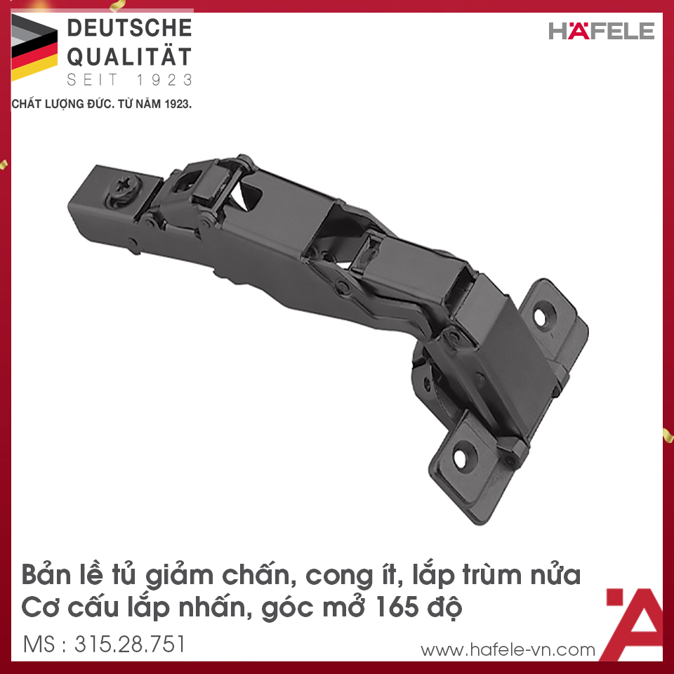 Bản Lề Trùm Nửa Metalla SM 165º Hafele 315.28.751