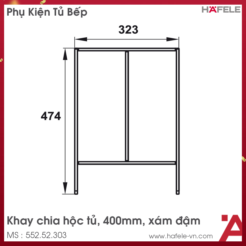 Khay Chia Ngăn Kéo Rộng 400mm Hafele 552.52.303