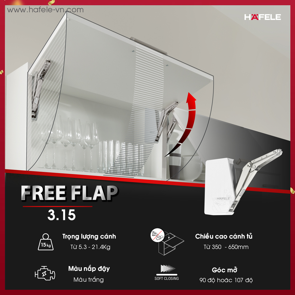 Bộ Tay Nâng Free Flap 3.15 Hafele 493.05.852